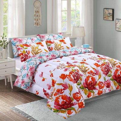 Green Serene 7-Piece King Reversible Comforter Set-240x260 cm - Multicolor