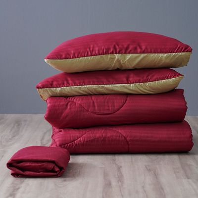 Urbane 3Pc Reversible Comforter Set - Single - Sage/Maroon