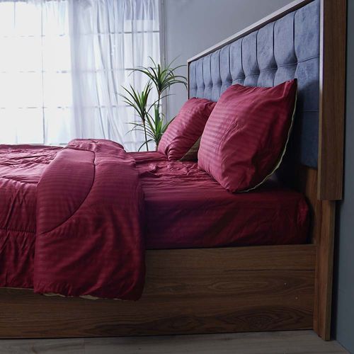 Urbane 3Pc Reversible Comforter Set - Single - Sage/Maroon