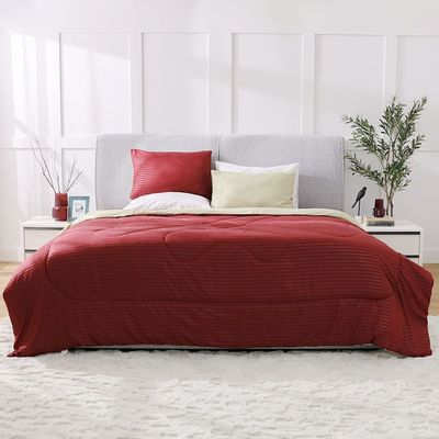 Urbane 4Pc Reversible Comforter Set - King - Sage/Maroon