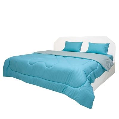 Urbane 3Pc Reversible Comforter Set - Single - Aqua/Stone