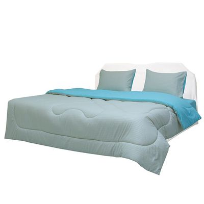 Urbane 4Pc Reversible Comforter Set - King - Aqua/Stone
