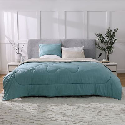 Urbane 4Pc Reversible Comforter Set - King - Aqua/Stone