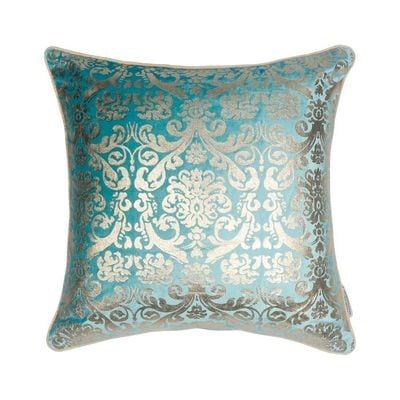 Edria Viscose Velvet Metallic Foil Printed Filled Cushion 45X45CM Teal
  6148821