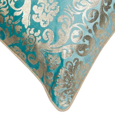 Edria Viscose Velvet Metallic Foil Printed Filled Cushion 45X45CM Teal
  6148821