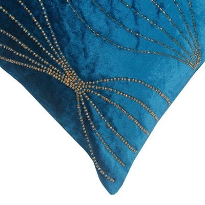 Edria Viscose Velvet Beaded Decorative 
  Filled Cushion 
  45x45CM 
  6149321 Dark Teal