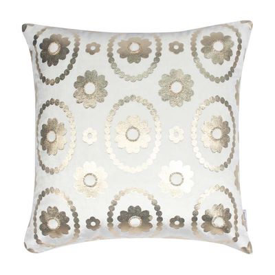 Edria Metallic Foil PrintedBeaded Decorative
  Filled Cushion
  45x45CM
  6149621 Ivr/Gld