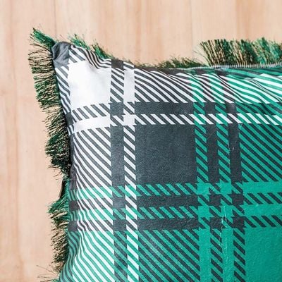 Alaina Green Checkered Filled Cushion 45X45 Green