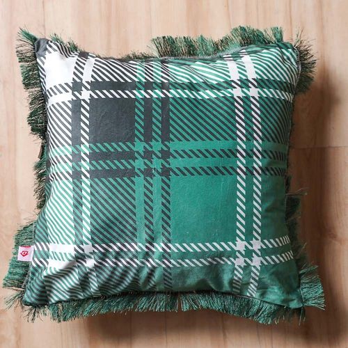 Alaina Green Checkered Filled Cushion 45X45 Green