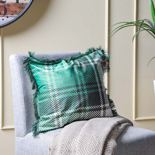 Alaina Green Checkered Filled Cushion 45X45 Green