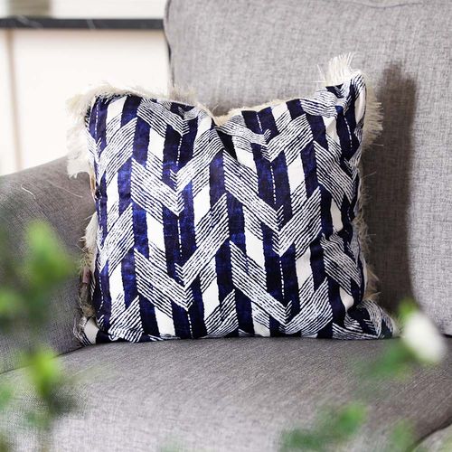 Alaina Blue Checkered Filled Cushion 45X45 Blue