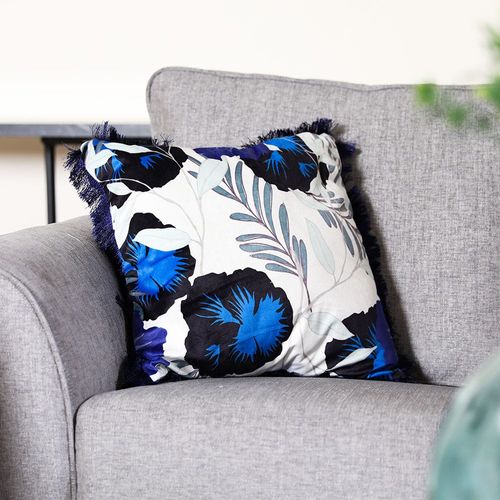 Alaina Coronet Bloom Filled Cushion 45X45 Blue