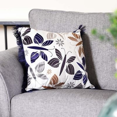 Alaina Blue Flutterflies Filled Cushion 45X45 Multicolor