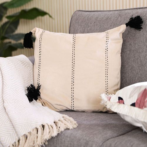 Alaina Green Straight Filled Cushion 45X45 White