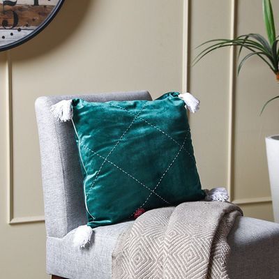 Alaina Green Diamond Filled Cushion 45X45 Green