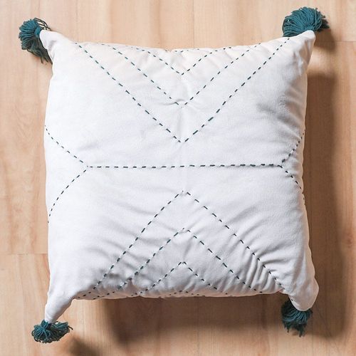 Alaina Geometic Pattern Filled Cushion 45X45 White