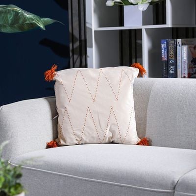 Alaina Zig-Zag Filled Cushion 45X45 White