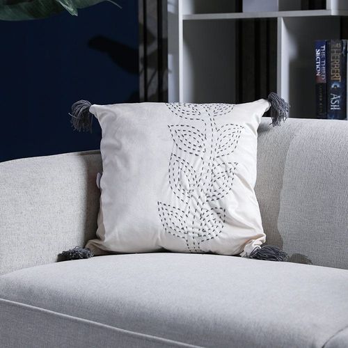 Alaina Side Leaves Filled Cushion 45X45 White