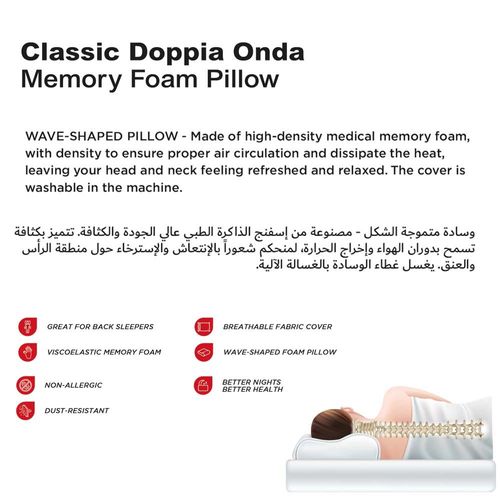 Classic Smooth Doppia Onda Memory Pillow 40x60x9/11CM