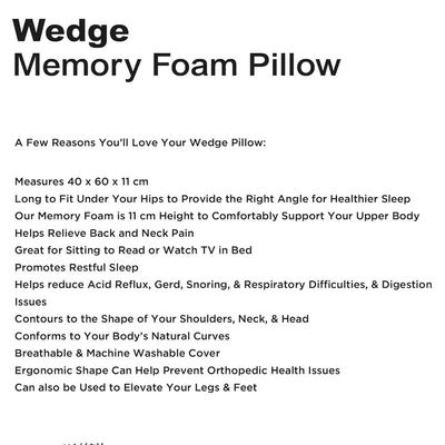 Wedge Memory Foam Pillow 40x60X3-11CM