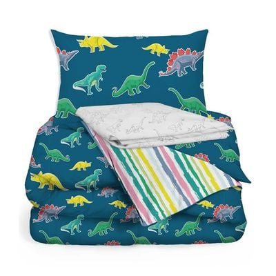 Dino Nursery Comforter 3pc set Navy Blue