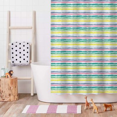 Color Stripes Shower Curtain 1pc 180x180 Cm SDC 2396 Multi Color