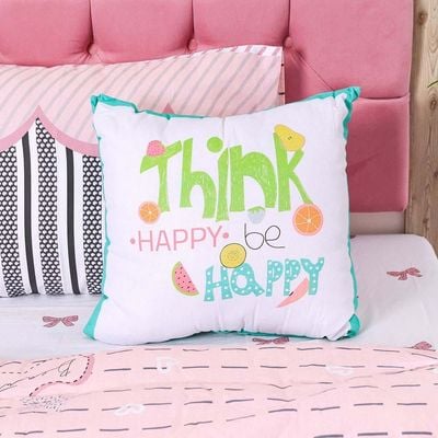 Think Happy Filled Cushion 1pc 45x45 Cm SDC 2467 Multi Color