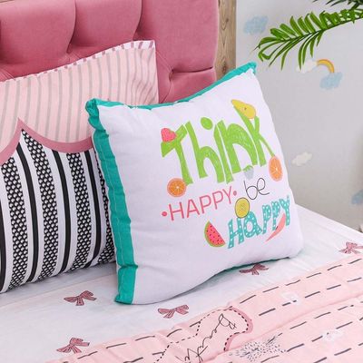 Think Happy Filled Cushion 1pc 45x45 Cm SDC 2467 Multi Color