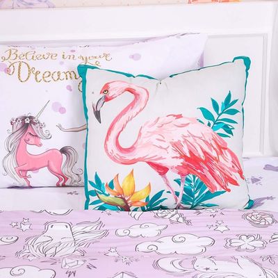 Flamingo Filled Cushion 1pc 45x45 Cm SDC 2489 Multi Color