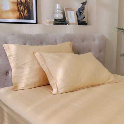 Solace 3-Piece 300 TC Queen Fitted Sheet Set-150x200+30 cm-Beige