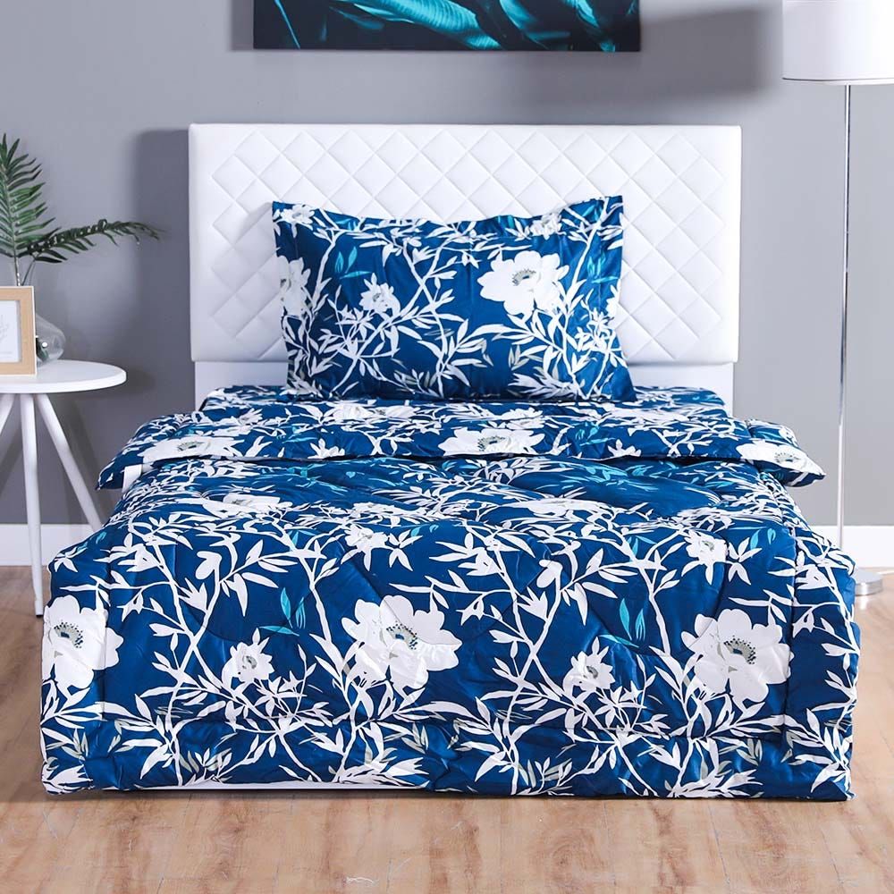 Buy Mirage 3-Piece Single Plush Comforter Set-150x230cm-Blue