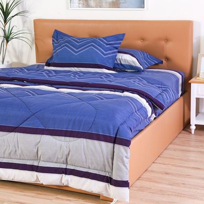 Avenue 4-Piece King Plush Comforter Set-228x254cm-Blue