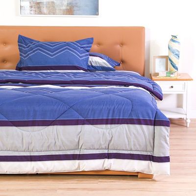 Avenue 4-Piece King Plush Comforter Set-228x254cm-Blue