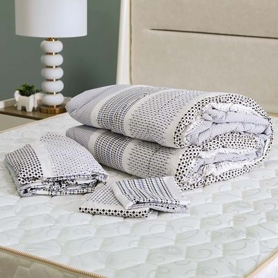 Crystal 4-Piece Queen Plush Comforter Set-228x254cm-Grey