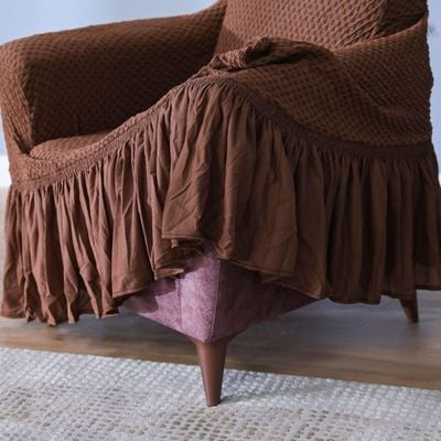 Evory 1-Seater Stretchable Sofa Cover 70x110 Cm Brown 