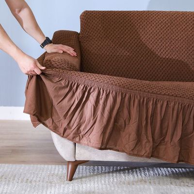 Evory 2-Seater Stretchable Sofa Cover 140x180 Cm Brown 