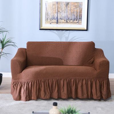 Evory 2-Seater Stretchable Sofa Cover 140x180 Cm Brown 