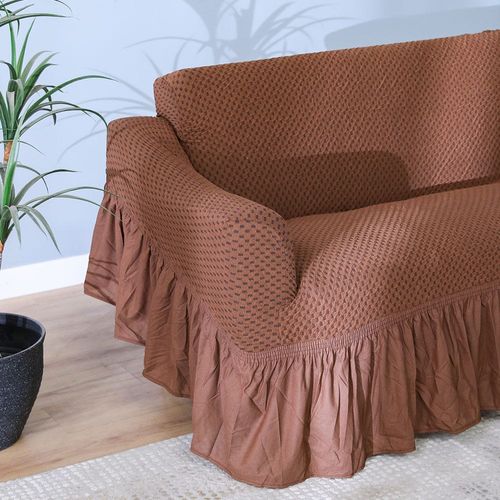 Evory 2-Seater Stretchable Sofa Cover 140x180 Cm Brown 