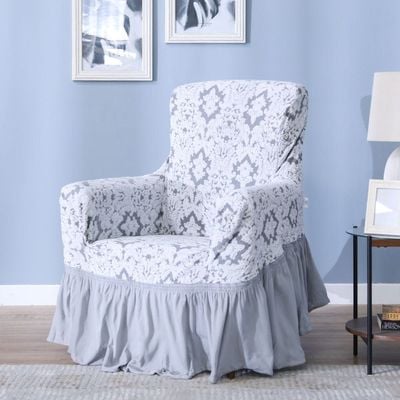 Evory 1-Seater Damask Jacquard Sofa Cover 70x110 Cm Grey