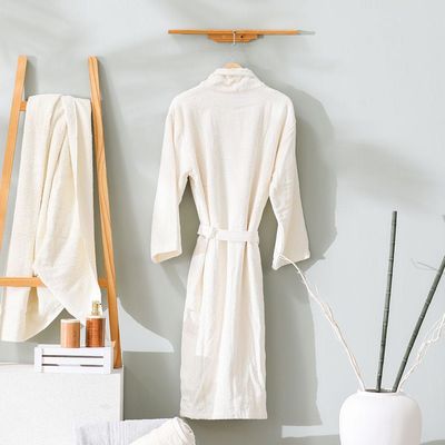 Essential Shawl Collar Cotton Bathrobe Extra Large White