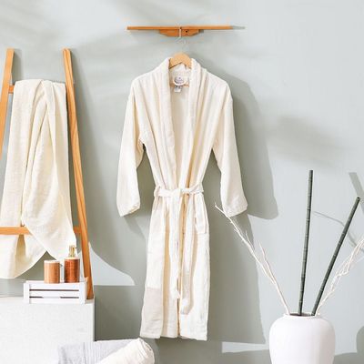 Essential Shawl Collar Cotton Bathrobe Extra Large White