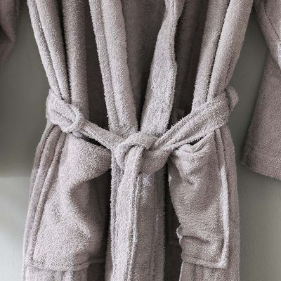 Essential Shawl Collar Cotton Bathrobe Large Grey