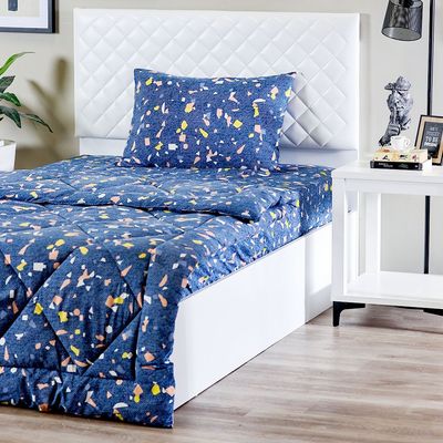 Plush Confetti 3-Piece Single Comforter Set 150X230 Cm Navy