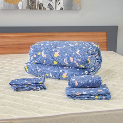 Plush Confetti 4-Piece Queen Comforter Set 228X254 Cm Navy
