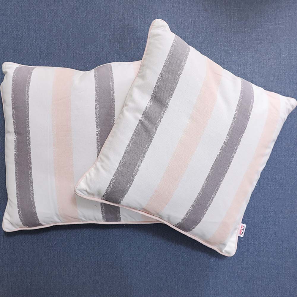 Grey and best sale white striped cushion