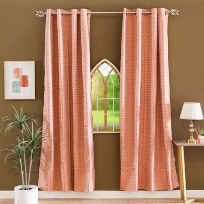 Trellis Jacquard Curtain 2-Piece Set 135X240 Cm - Red