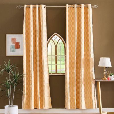 Mosaic Jacquard Curtain 2-Piece Set 135X240 Cm - Yelllow