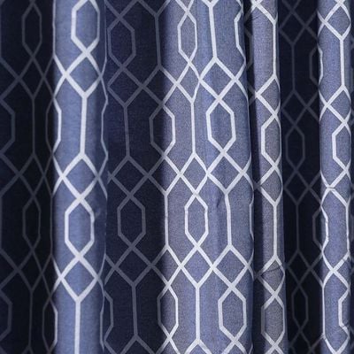 Orion Jacquard Curtain 2-Piece Set 135X270 Cm - Navy Blue