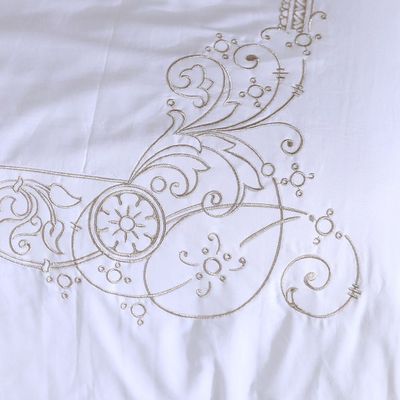 Bloom Lagom Embroidered 5-Piece King Comforter Set 240X260 Cm - White