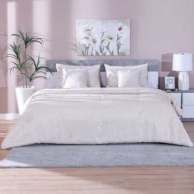 Arianna 5-Piece Super King Comforter Set-260X260 Cm -Beige